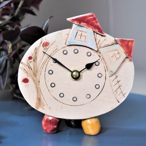 Handgemachte Keramik Uhr: Haus & Baum Design, Einzigartige Wohndekor
