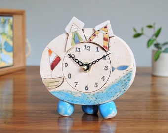 Alice in Wonderland Grandfather Clock, Ceramic Pottery Mantel