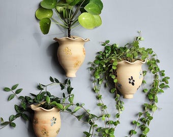 Handmade Ceramic Wall Planter: Indoor/Outdoor Hanging Plant Pot