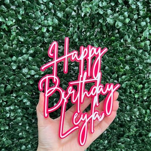 Personalized Double Layer Acrylic Cake Topper, Custom Name Cake Charm, Happy Birthday Cake Charm