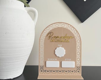 Ramadan Mubarak Acrylic Sign | Suhoor & Iftar Time Board | Ramadan Countdown Sign | Islamic Home Decor