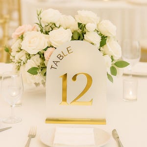 Gold 3D Acrylic Table Number, Custom Wedding Table Numbers, Wedding Reception Decor, Arched Table Number, Personalized Event Table Numbers