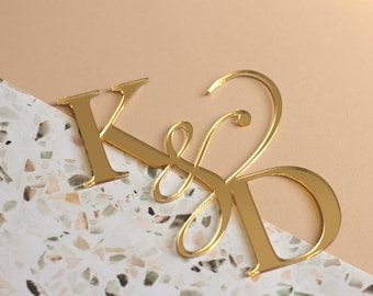 Hochzeits-Monogramm-Kuchen-Charme | Verlobung | Jubiläum | Personalisierter Kuchen Anhänger | Individuell | Initial Kuchen Anhänger | Elegant | Braut und Bräutigam