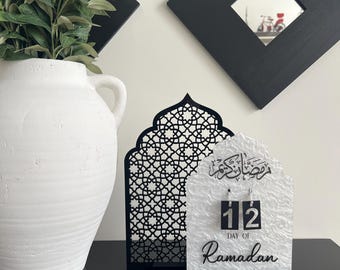 Austauschbares Ramadan-Countdown-Zeichen | Tag des Ramadan Acryl Dekor | Islamisches Wohndekor | Ramadan Tischdekoration