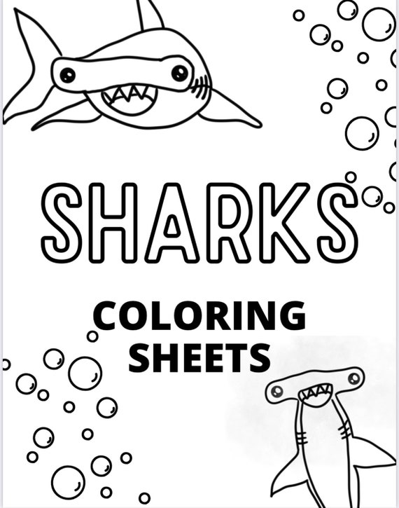 printable shark coloring pages child color activities fish etsy