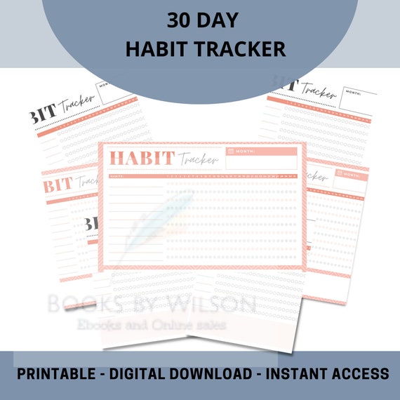 Habit Tracker Printable Habit Chart Daily Habit Chart 30 - Etsy