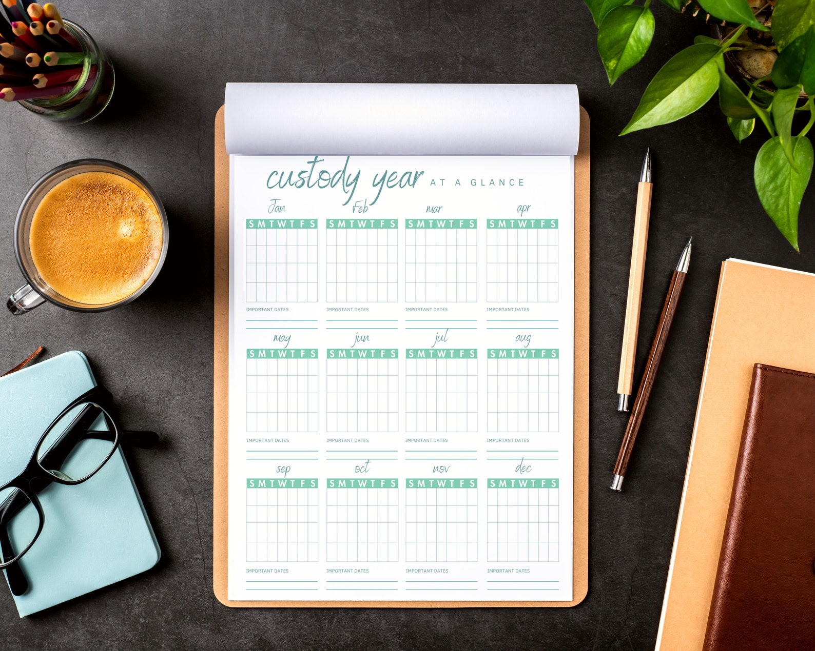 Child Custody Calendar for Kids, Co-parenting Planner Printable, Single ...