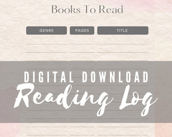 Printable  Reading Log, Reading List, Reading Tracker, Books To Read, Books I've Read, Book Log Printable, Book Report, Homeschool Reading