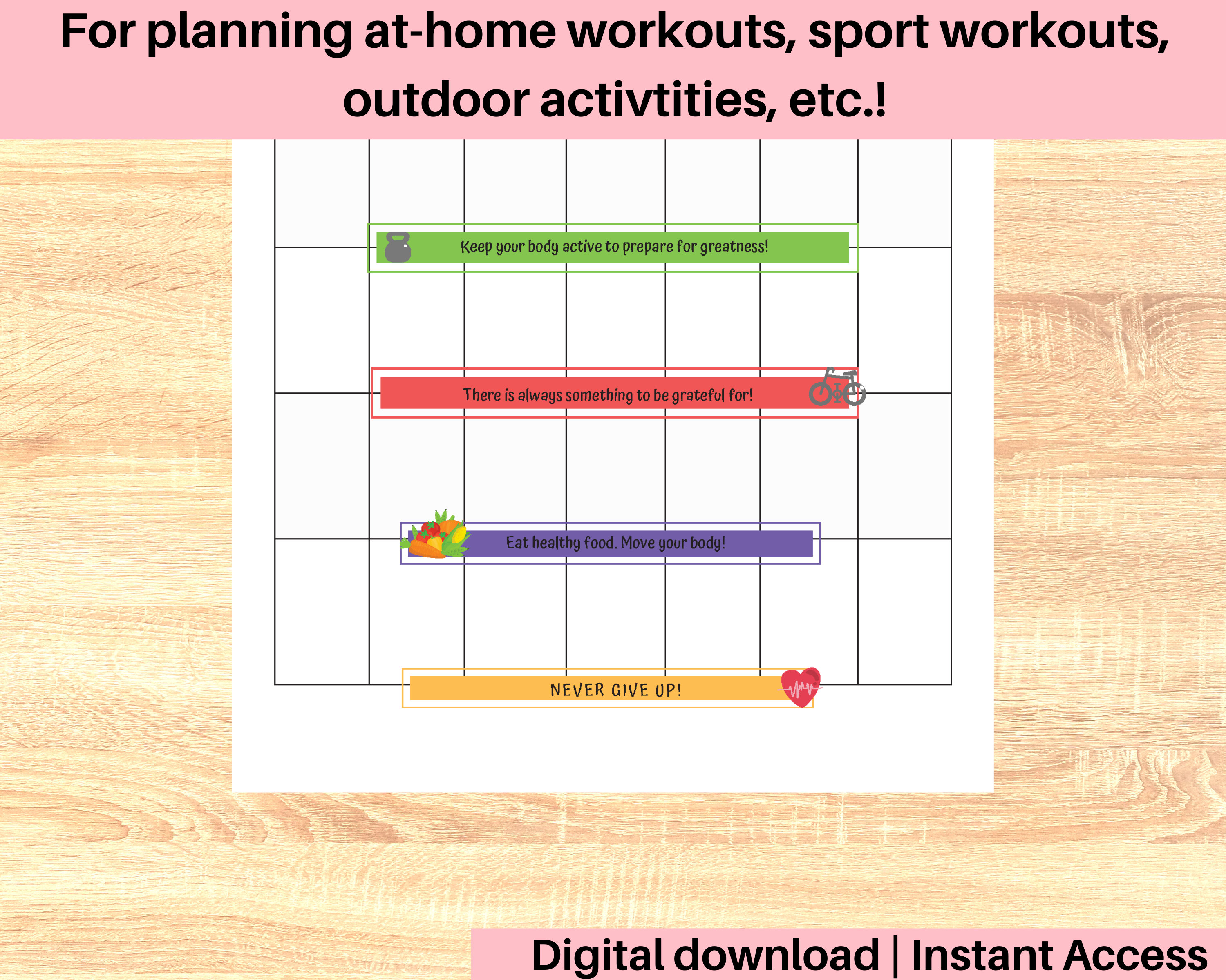 Kids Fitness Tracker Printable Weekly Fitness Routine, Kids Health ...