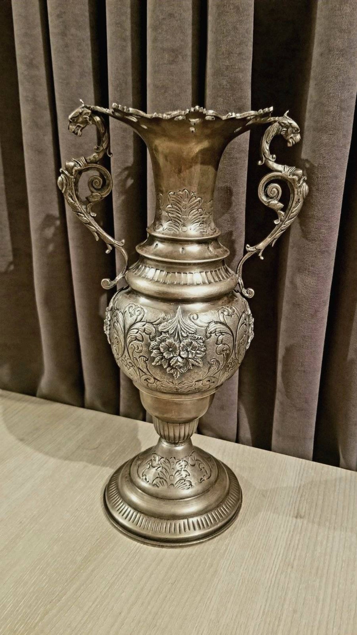 Vintage Carved Flower Vase Silver Sterling 900 Hallmarked Etsy
