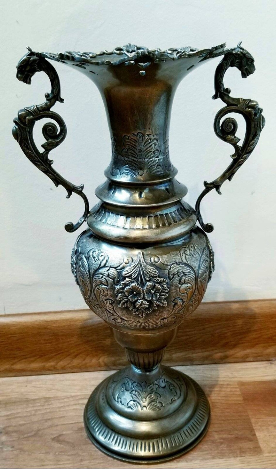 Vintage Carved Flower Vase Silver Sterling 900 Hallmarked Etsy