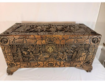 Antique Carved Chest Etsy