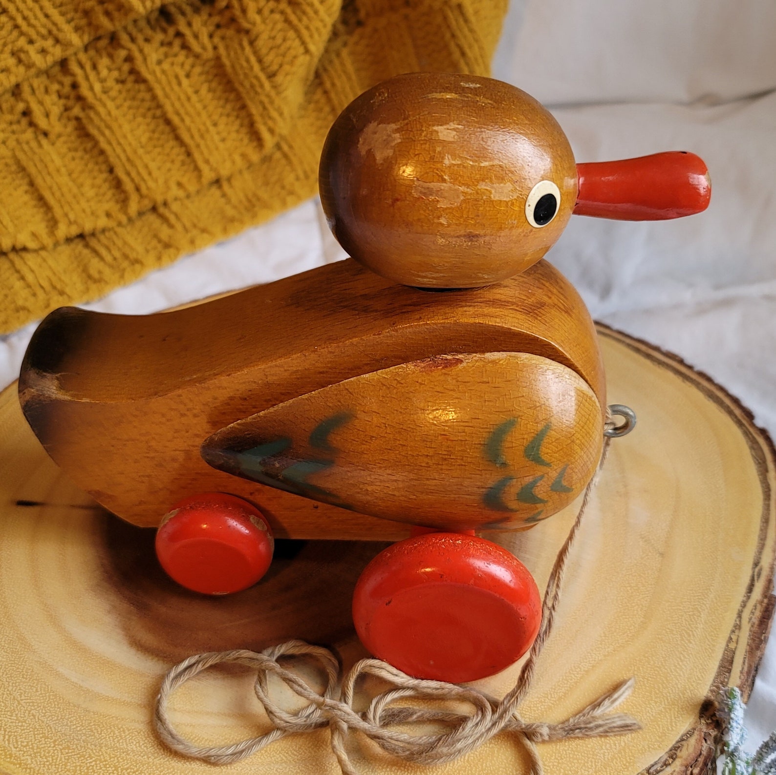 Vintage German Wooden Duck Pull Toy Siso Toy Company Etsy