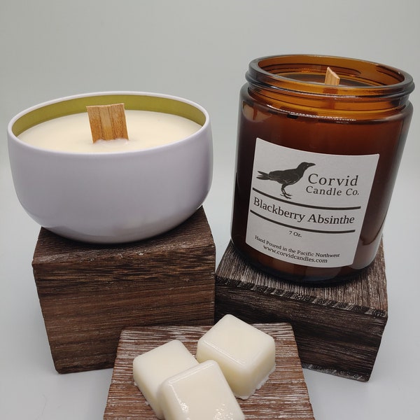 Blackberry & Absinthe Scented Wooden Wick Candles