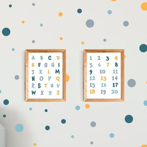 Póster ABC Números Habitación Infantil Escuela Infantil Imágenes Alfabeto Decoración Escuela A4 A3