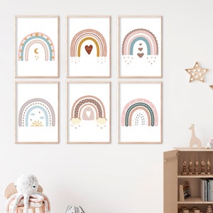 Póster Mural Arco Iris Habitación Infantil Habitación Bebé Imágenes Niñas Boho A4 A3