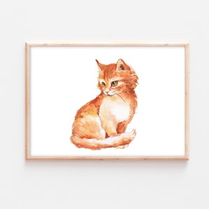 Poster per la cameretta dei bambini gatto murale animale acquerello boho immagine A4 A3