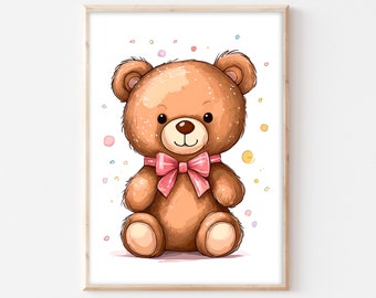 Poster children's room bear baby animal wall picture children's room baby room boho picture A4 A3