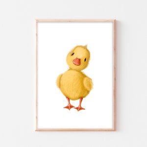 Poster per la cameretta dei bambini, immagine del pulcino, immagine da parete per la cameretta dei bambini, immagine boho con animali, formato A4 A3