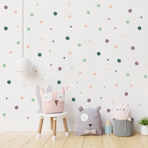 Tatuaje de pared habitación del bebé habitación de los niños 80 puntos pegatinas de pared de colores decoración de la pared de puntos