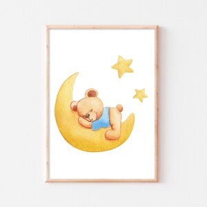 Poster per la cameretta dei bambini orso luna murale per la cameretta dei bambini immagine boho A4 A3