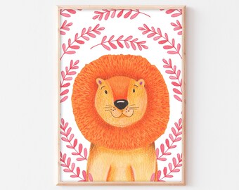 Poster Löwe Kinderzimmer Poster Löwe Babyzimmer Bild Löwe Wandbild Tier Safari boho A4 A3