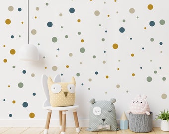 Dots wall sticker for children's room 108 points baby room sticker poster A4 blue green ocher beige