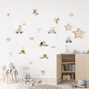 Wall sticker children's room vehicles animals car helicopter children's room wall sticker giraffe crocodile elephant baby room wall decoration