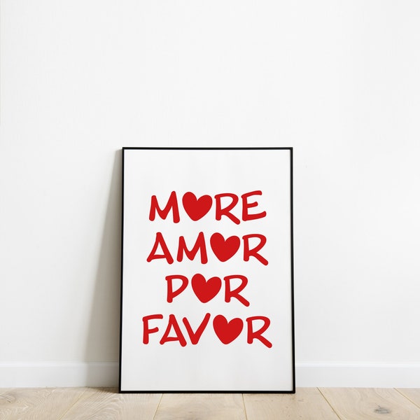 Poster Schlafzimmer "More Amor por favor"  Bild Zuhause Wanddeko lustige Sprüche Poster Flur Geschenk zum Einzug Wandbild in A3 A4