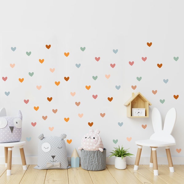 Wall sticker hearts children's room 56 hearts boho colorful wall decoration children's room wall stickers