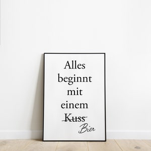 Poster Bild „Bier“ Esszimmer Spruch Poster Zuhause Wanddeko  Poster Sprüche Geschenke zum Einzug Bild A3 A4