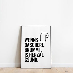 Poster saying guest toilet picture home wall decoration toilet poster sayings Bavarian gift for moving in in A3 A4