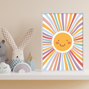 Poster Sonne Kinderzimmerdeko bunt Babyzimmer Wandbilder Boho Bild A4 A3