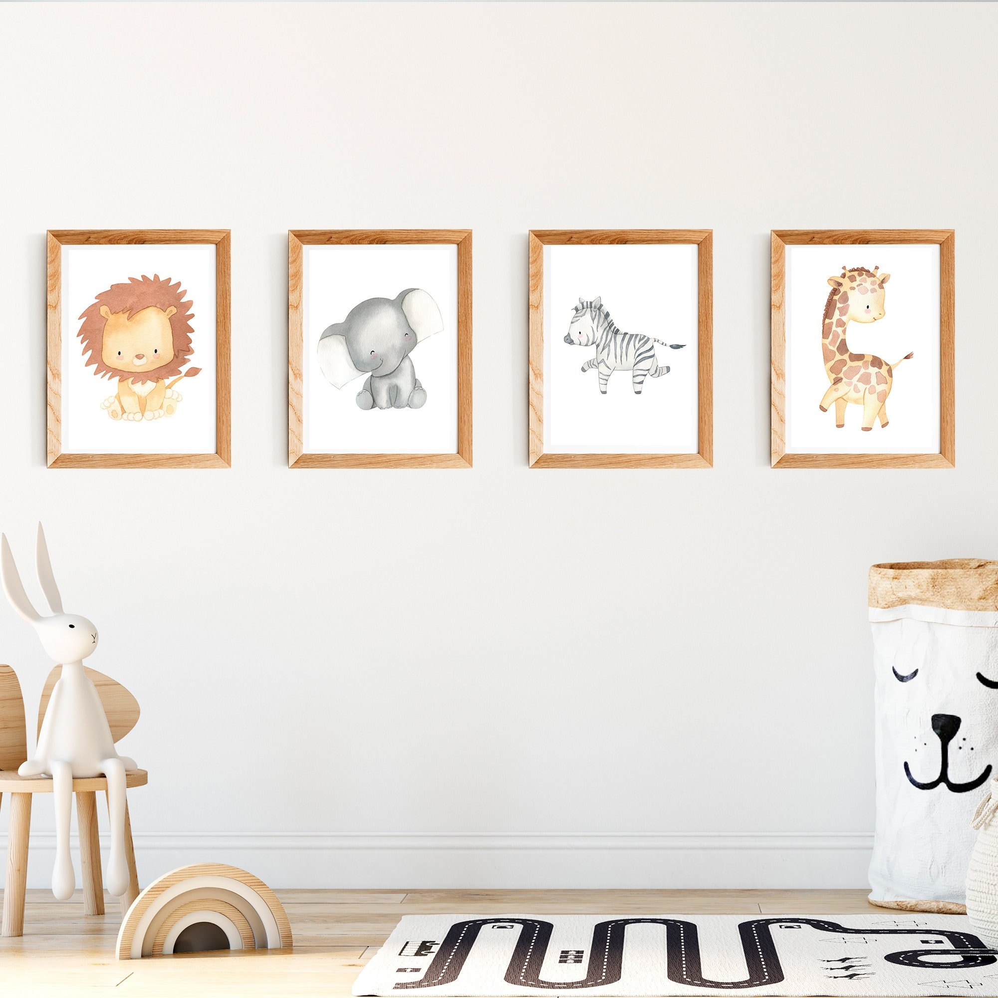 Quadri per camera bambini. Set di 3 poster oer bambini. Quadretti cameretta  bambino. DIN A4, poster di animali, Safari per decorazione infantile. :  : Prima infanzia