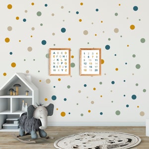 Punkte Wandtattoo Kinderzimmer 108 Punkte Babyzimmer Aufkleber Poster A4 blau grün ocker beige zdjęcie 7