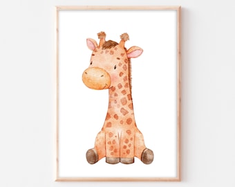 Poster Giraffe Kinderzimmer Poster Giraffe Babyzimmer Bild Giraffe Wandbild Tier Safari boho A4 A3