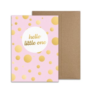 Tarjeta plegable con puntos, oro rosa - Hola pequeño