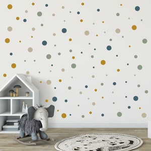 Dots wall sticker children's room 108 dots baby room sticker poster A4 blue green ochre beige image 3