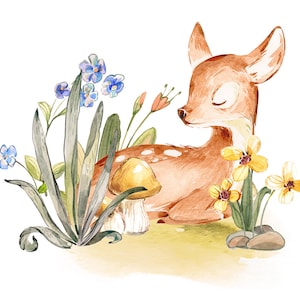 Póster ciervo habitación de los niños animales del bosque imagen decoración de la pared de la habitación del bebé boho A4 A3