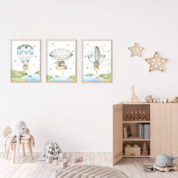 Ueiwffzo 3er Set Kinderzimmer Poster - Wale & Schildkröten Deko Für Baby- & Kinderzimmer