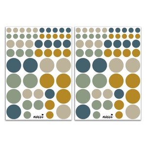 Dots wall sticker children's room 108 dots baby room sticker poster A4 blue green ochre beige image 2