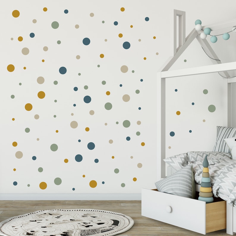 Dots wall sticker children's room 108 dots baby room sticker poster A4 blue green ochre beige image 4