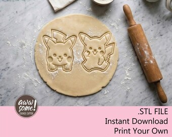 Pikachu Cookie Cutter Digital Download | STL Cookie Cutter