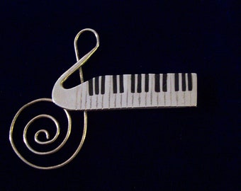 Sterling Silver FIGURAL KEYBOARD with G CLEF Brooch – Large and Dimensional – Mexico – 925 – Maker - Gift Idea -