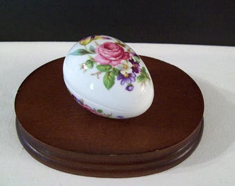 LIMOGES Egg Trinket Box – Porcelain – Vintage – Floral – Made in France – Gift Idea -