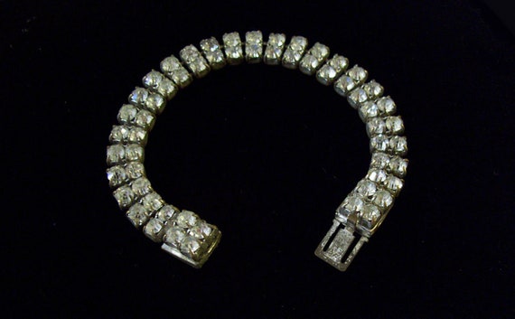 CZECH Rhinestone Bracelet – Two Strand Rhinestone… - image 1