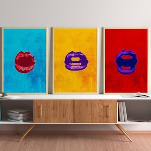 Printable Pop Art, Hola, español, Lips, Printable Art, Living Room Art, Contemporary Home, Digital Download