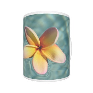 Floating Frangipani or Plumeria 11 oz Standard Mug for Frangipani Lovers Microwave & Dishwasher Safe