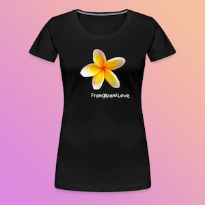 Frangipani or Plumeria Flower Women&#39;s TShirt Top in many colours and sizes up to 3 XL Made in the USA