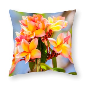 Multisize Zip Cushion Covers in a Fresh Frangipanis or Plumeria design